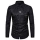 thumbnail image 2 of pstuiky hombres de manga larga, Camisa de manga larga con solapa y bolsillo con botones de color liso estilo gótico para hombre Tops casuales para hombres m, 2 of 4
