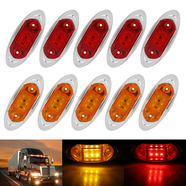 10pcs LED Side Marker Lights, DC 12V/24V Amber Red Truck Trailer Side Clearance Marker Lights, IP67 Waterproof Rear Side Marker Light, Truck RV Marker Light - Walmart.com