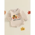 thumbnail image 3 of Suealasg Baby Thanksgiving Clothes Infant Girl Boy Letter Turkey Print Romper Sweatshirt Long Sleeves Bubble Bodysuit Outfit, 3 of 8