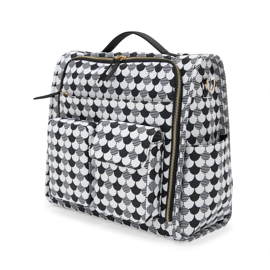 MoDRN Nylon Convertible Diaper Bag Backpack, Black and White