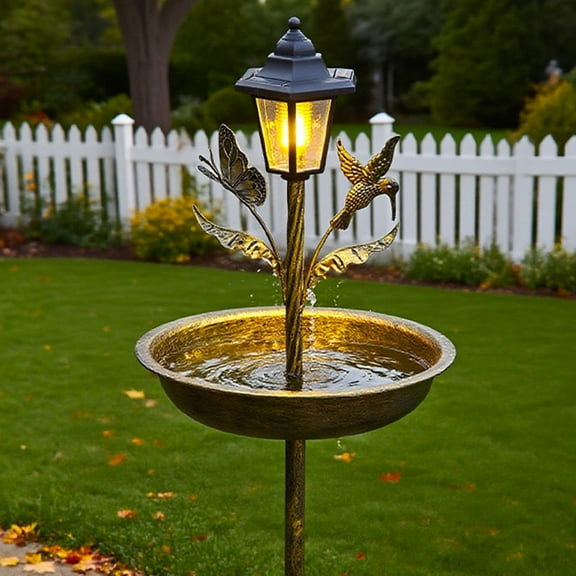 Solar Bird Feeder & Bath with Auto Sensor Light - sturdy Garden Decor!