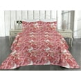 thumbnail image 2 of Ambesonne Floral Quilted Bedspread Set 3 Pcs, Realistic Rose Flowers Art, Twin, Dark Coral and Hot Pink, 2 of 4