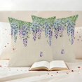 thumbnail image 3 of Spring Wisteria Pillow Covers 2 Pack Watercolor Falling Purple Floral Leaf Butterfly Linen Texture Pillowcase Waterproof Outdoor Throw Pillow Cover for Patio Garden Square Cushion 24”x24”, 3 of 9