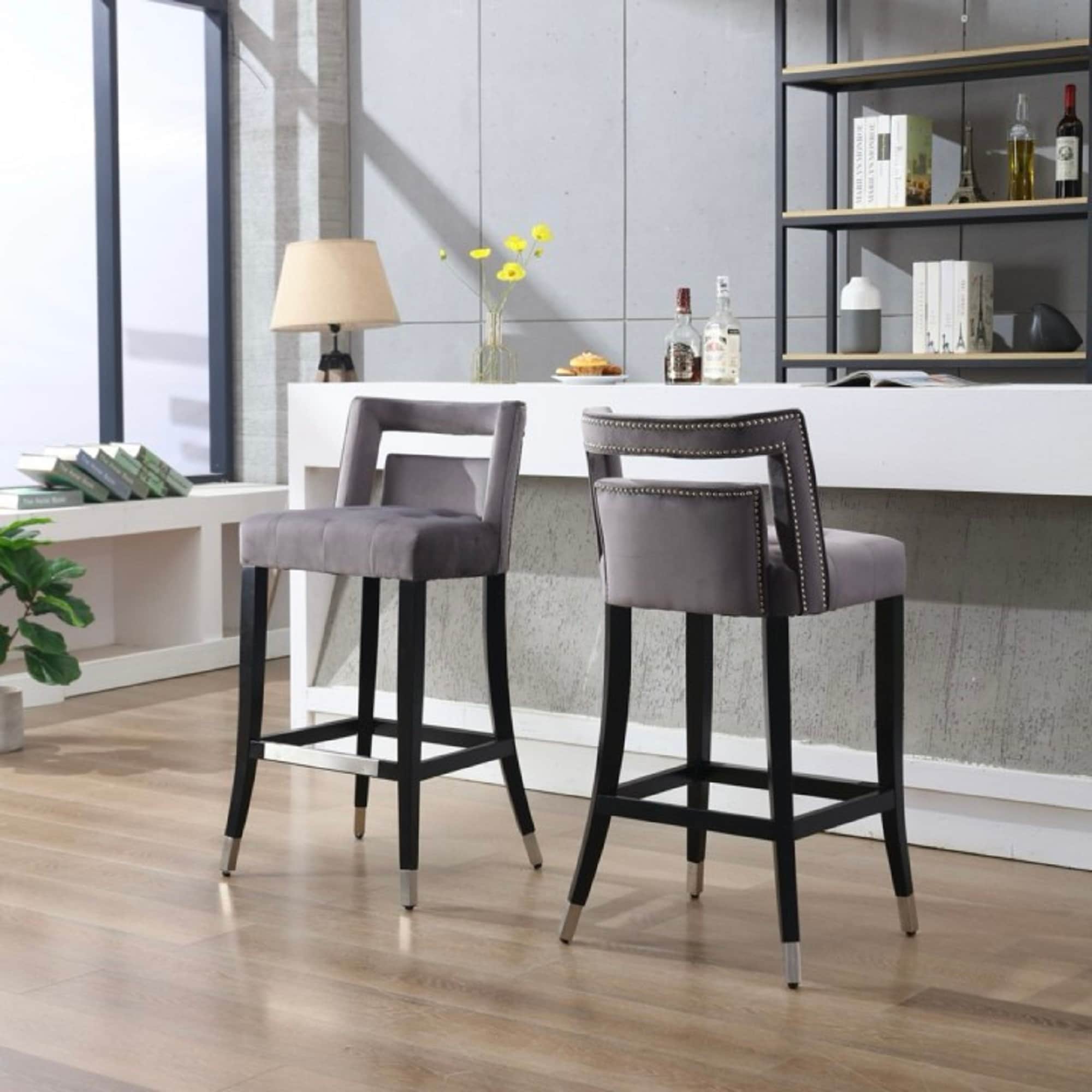 Hart gray velvet counter stool hotsell