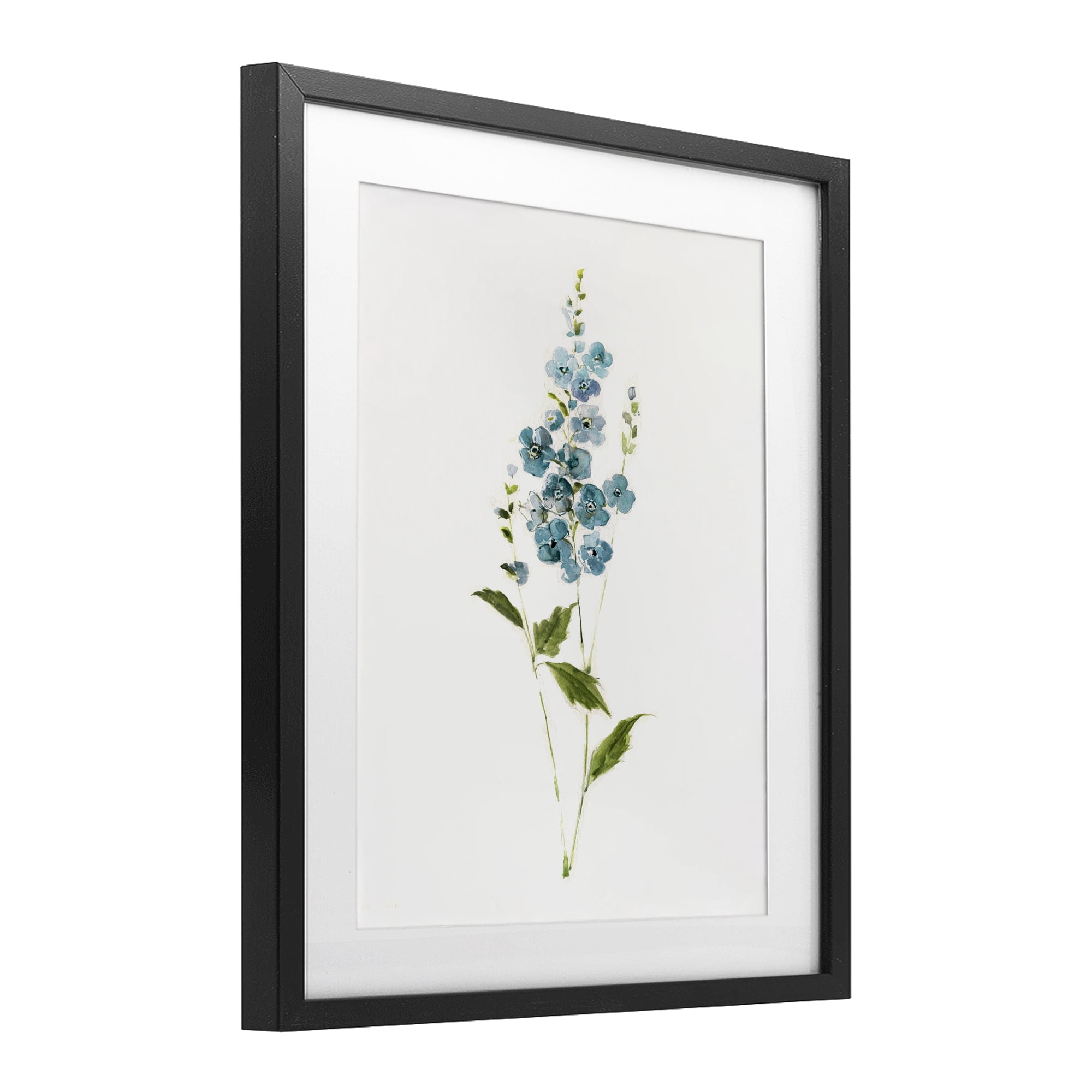 Stupell Industries Delicate Blue Sprigs Black Framed Print Under Glass, design by Sally Swatland