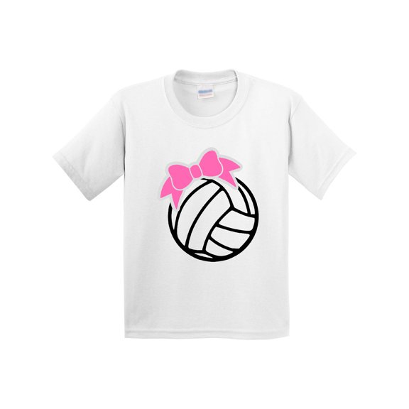 Inktastic Volleyball with Pink Bow Youth T-Shirt