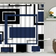 thumbnail image 2 of 4 Pcs Blue Geometric Shower Curtain Sets with Rugs Blue Bathroom Sets with Shower Curtain and Rugs Modern Bathroom Curtains Shower Set with Toilet Lid Cover for Bathroom Decor Accessories, 2 of 14
