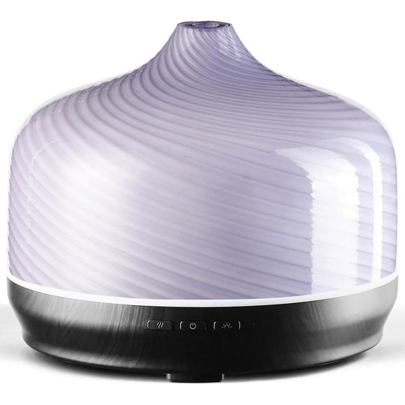 Porseme 500ml Glass Essential Oil Diffuser Aromatherapy Ultrasonic Cool Mist Humidifier 15-21 Running Hours Waterless Auto-Off Air Diffusers for Sleeping Yoga Office Working Spa and Rest (Pure Purple)
