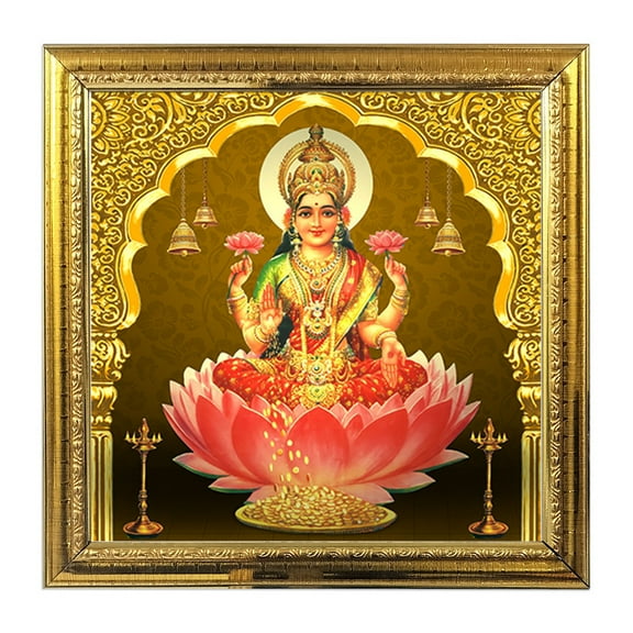 Goddess Lakshmi Hindu Religious God Photo Frames For Indian Pooja Wall Decor For Living Room Home Office Pooja Room 5.4 in
