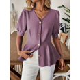 thumbnail image 5 of Women Business Casual Tops 2026 Summer Dressy Blouses Short Sleeve Peplum Work Shirts V Neck Office Outfit by Yigetop Purple S, 5 of 7