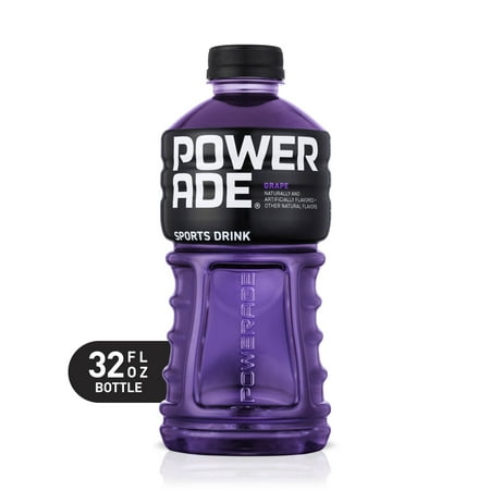 POWERADE Grape, ION4 Electrolyte Enhanced Fruit Flavored Sports Drink w/ Vitamins B3, B6, and B12, Replenish Sodium, Calcium, Potassium, Magnesium, 32 fl oz