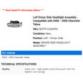 thumbnail image 2 of Left Driver Side Headlight Assembly - Compatible with 2000 - 2006 Chevy Tahoe 2001 2002 2003 2004 2005, 2 of 2