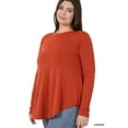 thumbnail image 4 of Zenana Plus Size Relaxed Fit Long Sleeve Round Neck & Hem Jersey Tee Shirt Top, 4 of 4