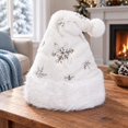 thumbnail image 4 of Snowflake Sequin Santa Hat for Adults Women Men, Plush Holiday Hats Personalized Christmas Hat Party Xmas Claus Hats, Soft Plush Velvet Xmas Hats, New Year Costume Party Decorations,Z3-Silver, 4 of 6