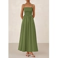 thumbnail image 4 of Vestido largo PRETTYGARDEN para mujer, fruncido, verano 2025, verde militar, 4 of 9