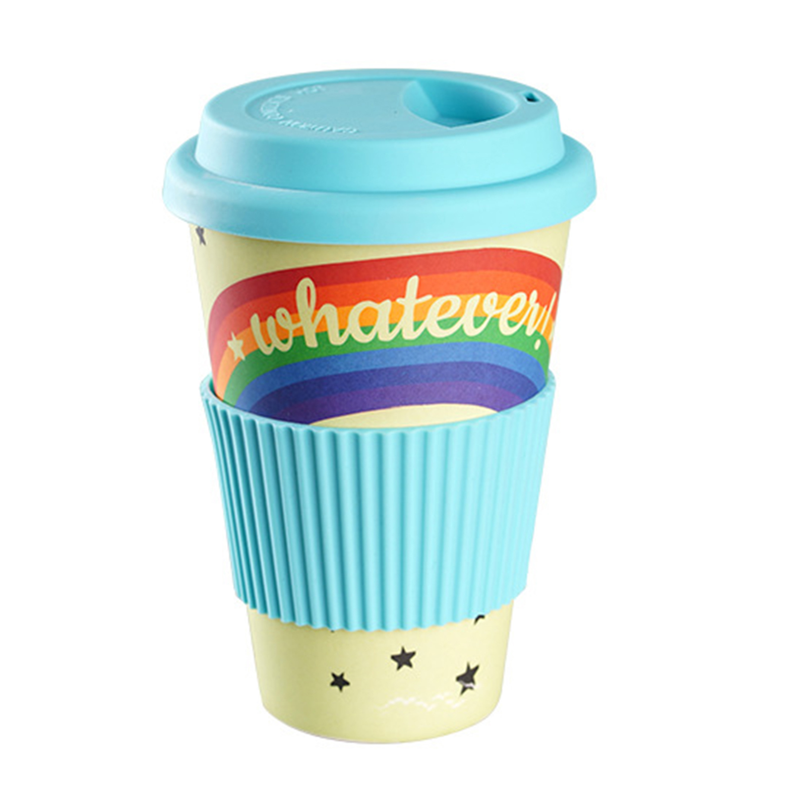 H275 - Tall Bamboo Coffee mug: Eco friendly mug with flip top Lid and  Anti-Scald sleeve
