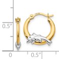 thumbnail image 3 of 14k Yellow Gold Sea Dolphin Ocean Fish Beach Nautical Hoop Earrings Animal Life, 3 of 7
