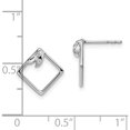 thumbnail image 3 of Sterling Silver Rh Plated White Ice .015Ct. Diamond Square Earrings (12 X 11.5) Made In India qw453, 3 of 5