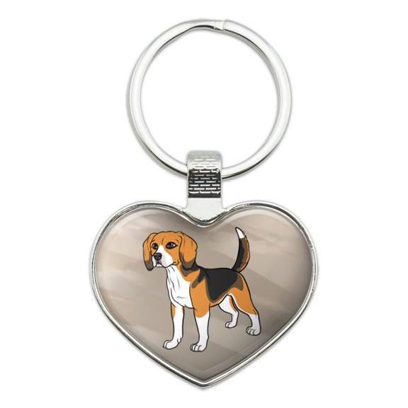 Beagle Pet Dog Heart Love Metal Keychain Key Chain Ring
