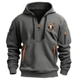 thumbnail image 2 of Jinhomg Men's Tactical Cargo Hoodie Big and Tall Comfy Quarter Zip Sweatshirts Casual Loose Multi-Pocket Athletic Hooded Pullover Holiday Saving Dark Gray S, 2 of 5