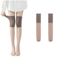thumbnail image 2 of Rohuuque Sheer Tights for Women Thigh High Socks Run-Resistant Lightweight Nude Tone Elegant High Elastic Stockings Coffee, 2 of 5