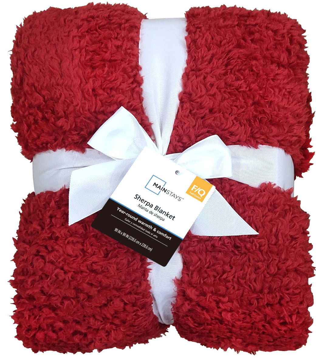 Mainstays Faux Shearling Blanket, Dk. Red, Full/Queen 90"X90", for Adult