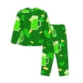 thumbnail image 2 of Kll St Patrick'S Day2 Print Women'S Long Sleeve Pajamas With Pants Sleepwear Loungewear 2 Set-Xx-Large, 2 of 9