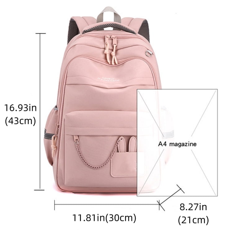Tyethy School Backpack for Girls, 15.6" Laptop, Pink Rabbit Design photo 5