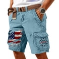 thumbnail image 2 of Men's Vintage Washed Cargo Shorts with America 250 Years Graphic and Utility Pockets Featuring Loose Fit Design Sky Blue L, 2 of 5