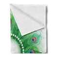 thumbnail image 2 of Peacock Mandala Soft Flannel Fleece Throw Blanket, Tropical Look Green Tone Holistic Design of Peafowl Tail Feathers, Cozy Plush for Indoor and Outdoor Use, 70" x 90", Multicolor, by Ambesonne, 2 of 5