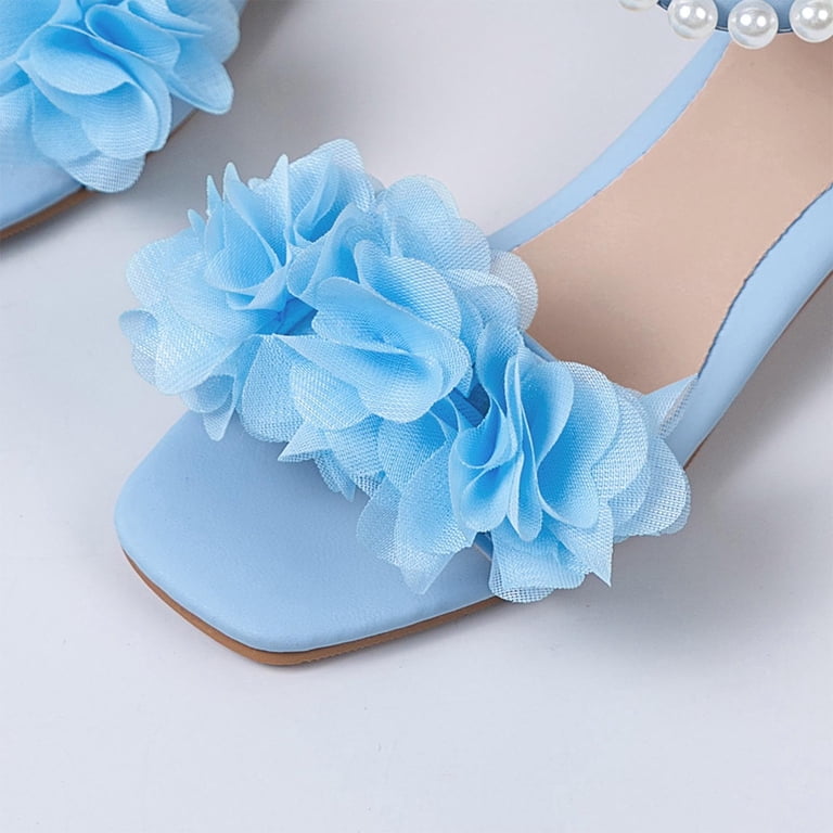 baby blue dress shoes Atoguta for Girl Open Toe Heels Ankle Strap Sandals Flower Wedding Party Princess Shoes Blue, Girl's, Size: 1 Big Kid Color:Blue Non-Slip MELROSE BLACK SLEEVE MAXI A dress shoe to