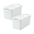 thumbnail image 2 of Plastic Laundry Basket with Silvery Handle, Durable White Plastic Storage Bin for Clothing and Toys, Home Kitchen Organizational Solution for Families and Dorms, Traditional Mantel Tabletop, AESTIVO, 2 of 9