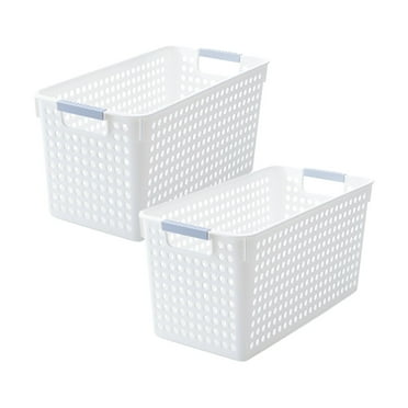 Darzheoy Laundry Basket, 2 pcs Plastic Hamper with Handles, Open Storage Bin to Organize Closets, Cabinets, Pantry, Shelving and Countertop Space, Suitable for Families and Dorms