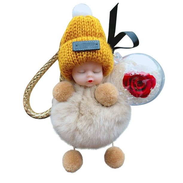 Generic Cat Plush Toy Stuffed Doll Backpack Key Ring Plush Accessories  White