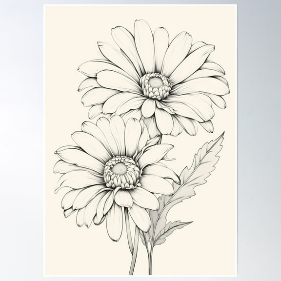 Minimalist Aesthetic Floral Design – Line Drawing Vibes Poster Wall Art, Modern Wall Decor, 8x12 UNFRAMED