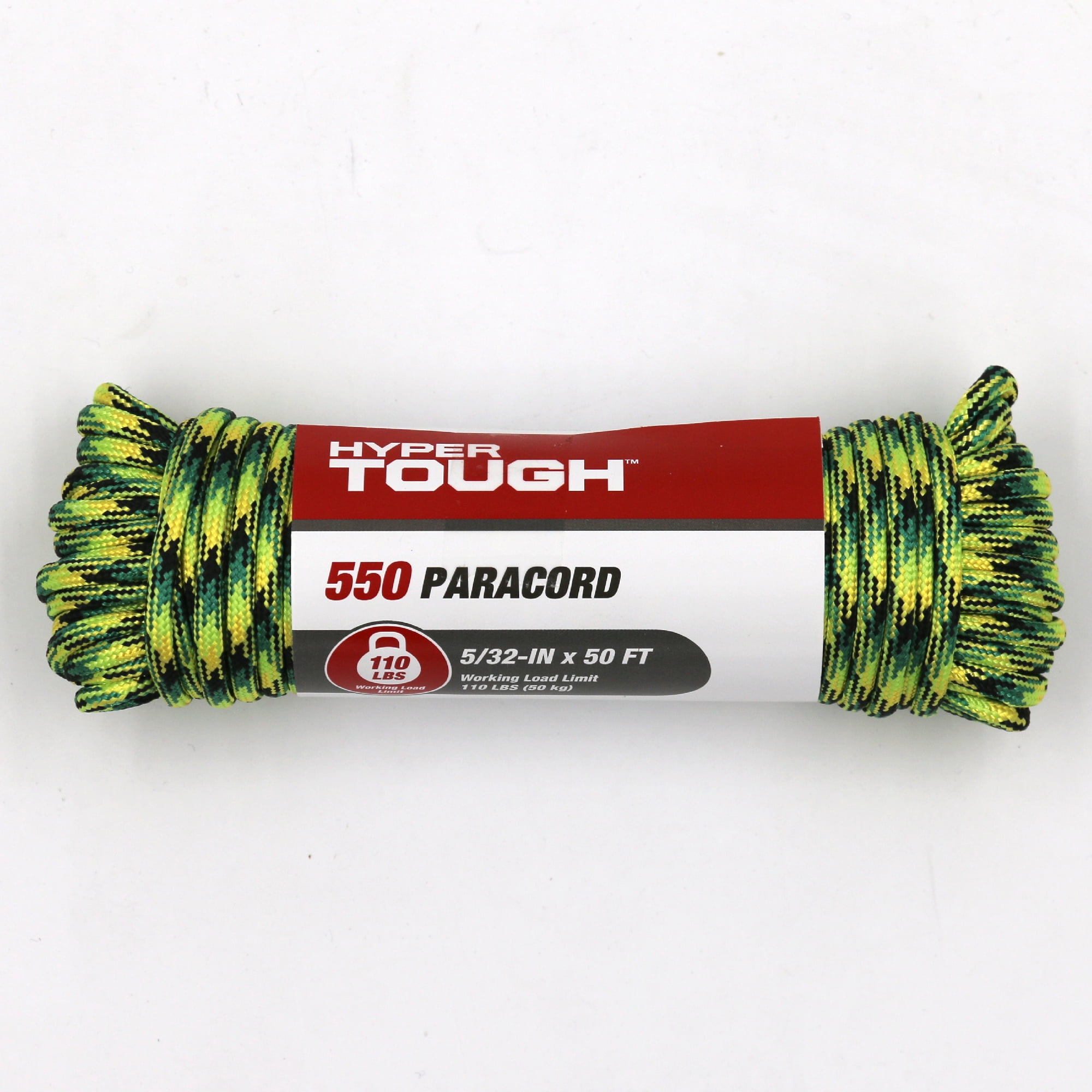 Hyper Tough 550 Utility Paracord Rope, Neon, 5/32 inch x 50 feet