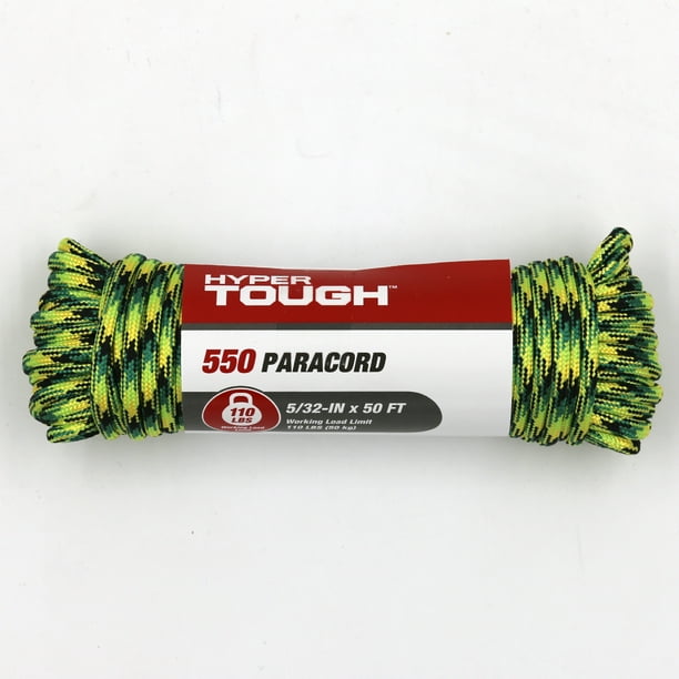Hyper Tough 550 Utility Paracord Rope, Neon, 5/32 inch x 50 feet