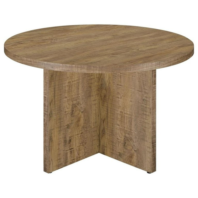 Pemberly Row Modern Round Engineered Wood Dining Table Mango Brown