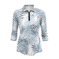 thumbnail image 2 of Binienty Palm Leaf Golf Tennis Shirts Short Sleeve Cloth Workout Tennis T-Shirts Soft and Comfortable Quarter Zip Lightweight with Collar Shirt Suitable for Outdoor Sports, 2 of 7