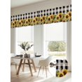 thumbnail image 6 of 2 Panels Sunflower Checkered Valance for Windows, Black Buffalo Plaid Pastoral Flowers Light Filtering Kitchen Curtains, Rod Pocket Window Treatment Curtain Valances for Living Room Bedroom, 54"x18", 6 of 9