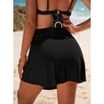 thumbnail image 6 of Charmo Womens Side Split Swim Skirts Built-in Briefs Tankini Bottoms Bikini Skirts with Back Pocket, 6 of 7