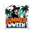 thumbnail image 2 of Outdoor Halloween Decorations, Witch Decorations, Throw Pillow Cover, Halloween Pillow, 18X18 Inch Durable Linen Pillow Case, Cute Ghost Bat Palm Tree Summer Themed Witch Print, 2 of 7