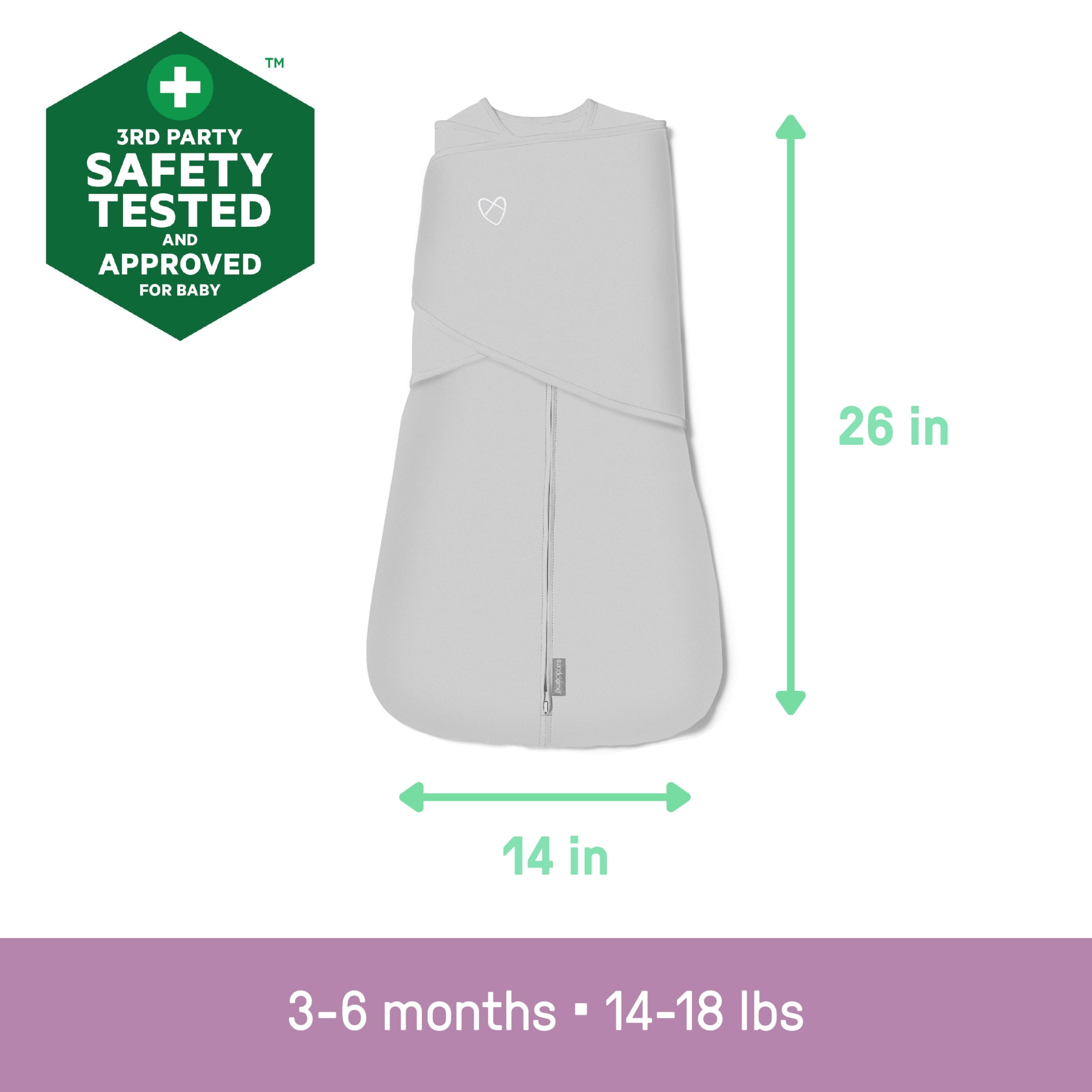 SwaddleMe by Ingenuity Arms Free Convertible Baby Swaddle, Size 3-6 Months, 14-18 Pounds, 1.0 TOG - Happy Elephant