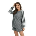 thumbnail image 4 of Baywell Womens Pajama Sets Raglan Long Sleeve Top and Shorts Matching Lounge Set Loungewear Sweatsuit Gray US 8, 4 of 6