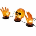 thumbnail image 6 of Northlight LED Lighted Skull and Hands Outdoor Halloween Decoration - 4' Black Wire - Orange, 6 of 10
