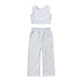 thumbnail image 3 of GYRATEDREAM Girls' 2 Piece Summer 2024 Outfits Solid Crop Tank Vest Tops and Sweatpants Sets for 12-24M Gray, 3 of 4