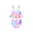 thumbnail image 7 of 2Pcs Little Girl Unicorn Print Bikini Swimsuit Toddler Kids Colorful Ruffle Swimwear Summer Beach Bathing Suit, 7 of 7