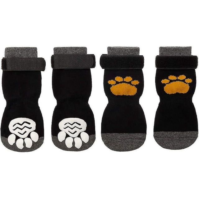 2 Pairs Anti-Slip Dog Socks Soft Adjustable Paw Protection Dog Socks Grip Socks with Strap Traction Control