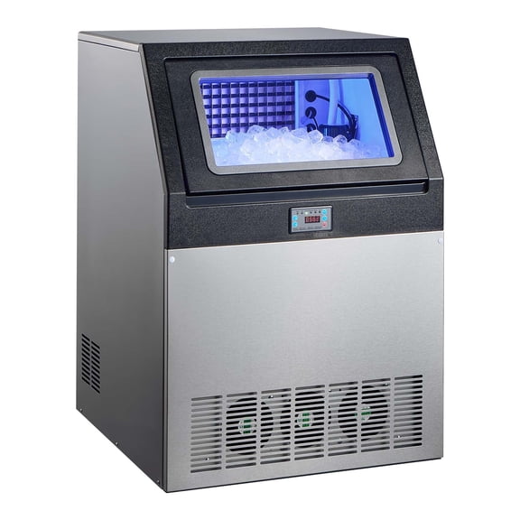 KFFKFF Commercial Ice Maker Machine, 440 lbs/24h Capacity with 85 lbs Storage, Built-in/Freestanding Design, Stainless Steel Ice Maker with LED Display & Self-Cleaning Function, Ideal for Home, Bar