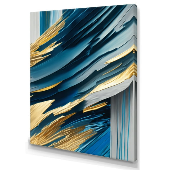 Designart Bold Blue Brush Strokes II Canvas Wall Art
